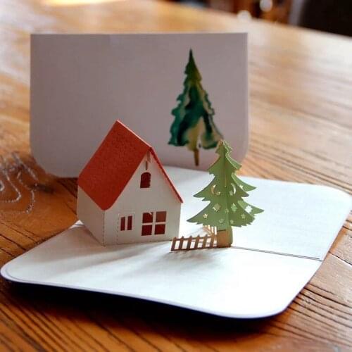 Creative Three-dimensional Greeting Card 3d Three-dimensional House And Tree Blessing Card Graduation Season Birthday Cards