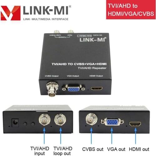 LINK-MI TVH2 TVI AHD to HDMI CVBS VGA BNC HD Video Converter for CCTV, With 1xlooping TVI/AHD output 300M support NTSC PAL