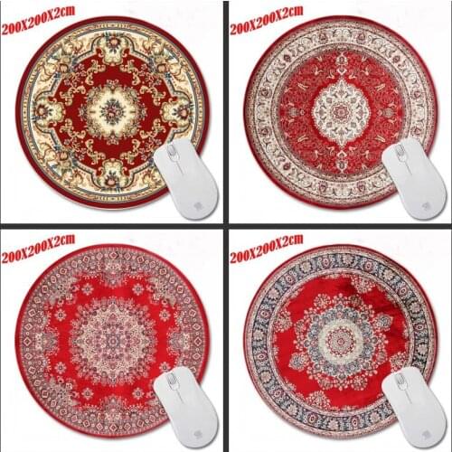 Mairuige 200*200*2mm Print Red Persian rug Customized Non-Slip Rubber 3D Printing Gaming Durable Notebook Round mouse pad