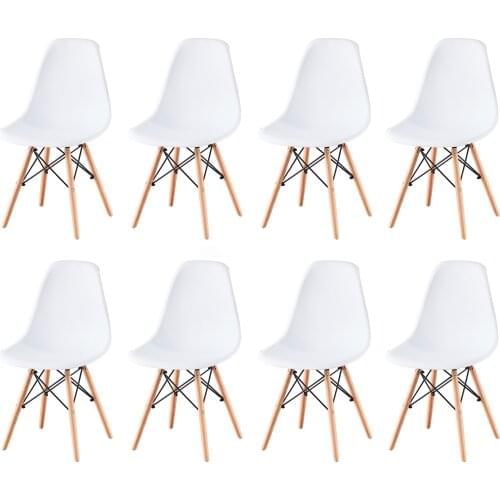 A Set Of 8 Dining Chairs With Wooden Legs Modern Nordic Design Multiple Colours High-quality Dining Room Furniture Chairs