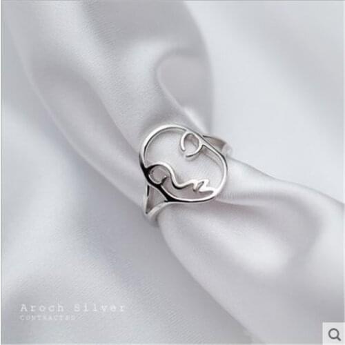 Real Rings for Women Simple Hollow Out Face Shape Punk Ring Vintage Jewelry Dropshipping Cool Pieces