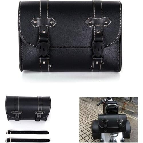 Newest Motorcycle Saddle Bags Luggage PU Leather Motorbike Side Tool Pouch Tail Bag Universal Black