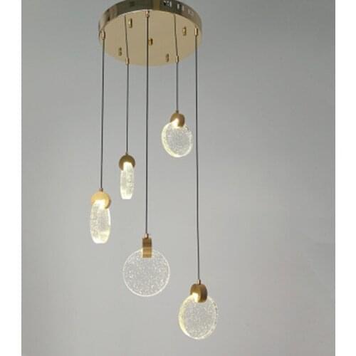 Stair light long chandelier light luxury crystal lamp loft duplex chandelier villa hotel modern stairwell disc