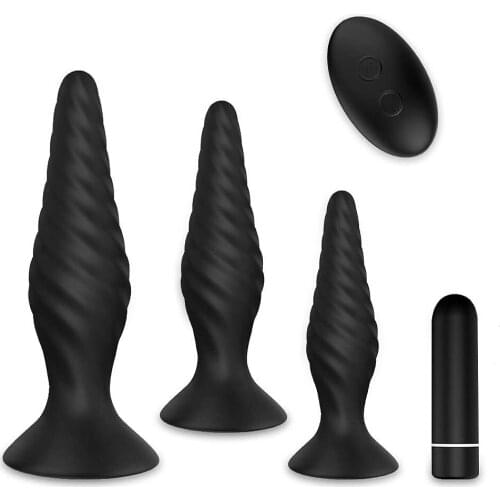 Remote Control Butt Plug Training Set Anal Plugs Vibrator Trainer Kit Prostate Massager Sex Toys for Beginners Advanced