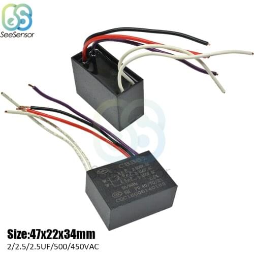 CBB61 Starting Capacitance AC Fan Capacitor 2UF+2.5UF+2.5UF AC 500V 450V 5 Wires CBB Motor Run Capacitor For Ceiling Fan