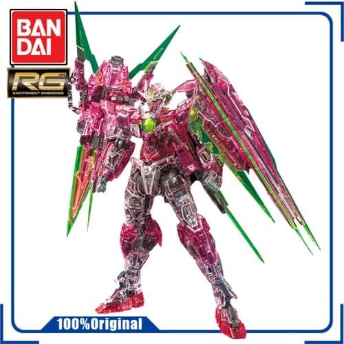 BANDAI RG 1/144 00QAN Full Saber Gundam Color Transparency Assembly Model Action Toy Figures Gifts for Children