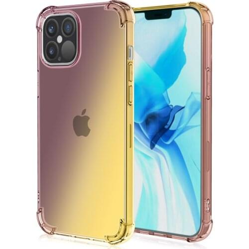 50pcs Air Cushion Gradient Soft TPU Silicone Clear Case For iPhone 13 Pro Max 12 Mini 11 XS XR X 8 7 6 Plus SE Shockproof Cover