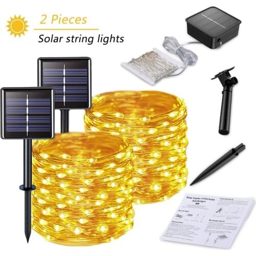 2 Pack Solar LED Light Garden Decoration Outdoor 50/100/200 Waterproof LEDs Decor for Christmas Fairy Holiday Party Wedding