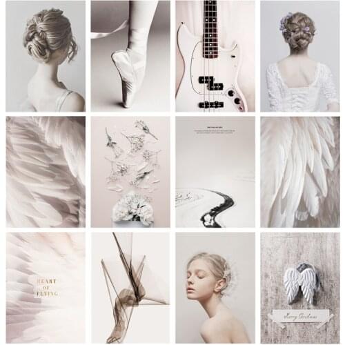 Dance Guitar INS Combination Paintings Posters Nordic Feather Character Painting Picture Girl Canvas Art Wall Decoration