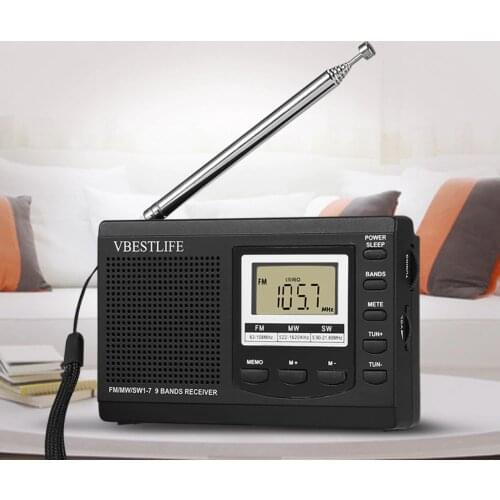VBESTLIFE Loud Speaker Mini Stereo Radio FM/MW/SW Full Band Receiver DC 5V Portable Digital Alarm Clock Music Player