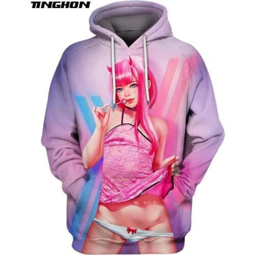 XS-7XL New 3D Fashion Hoodies Sexy anime girl Zero Two Printed Sweatshirt/Hoodie Sweatshirt Unisex Casual Streetwear