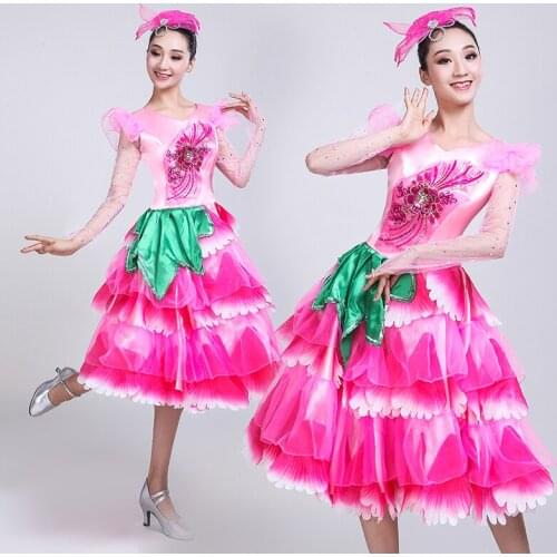 2020 New Large Size Female Lace Green Leaf Short Dress Stage Performance Clothing Modern Chorus National Performance Wear DL5731