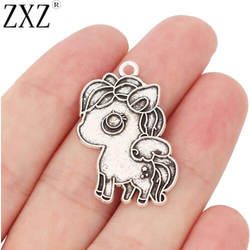 ZXZ 10pcs Tibetan Silver Horse Charms Pendants for Jewelry Making Findings 34x24mm