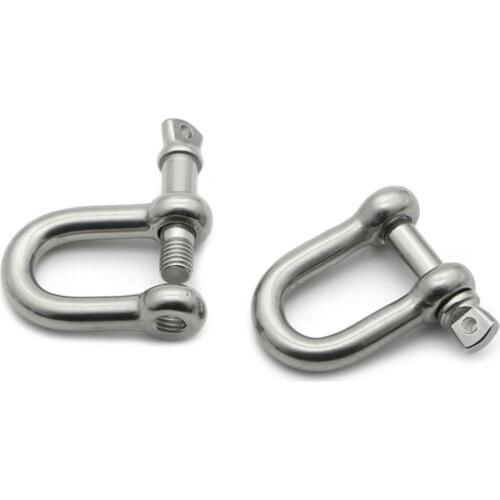 2pcs M5 Bow Shackles Recovery Rigging Tow D-Ring Screw Pin Anchor Bow Shackle Rigging European Style for Chains Wirerope
