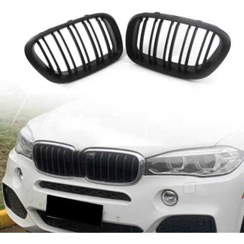 2Pcs Front Grille Double Line Left Right Matte Black Kidney Grille Grill 51138250052 51138250051 for BMW X5 Series E53 99-03