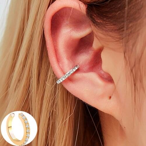 2pcs Non Pierced Crystal Ear Cuffs for Women Fake Earrings Clip on Earrings Helix Piercing Nose Ring Fake Piercing Earing Cuff