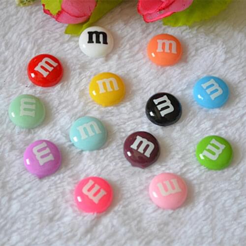 15pcs Slime Simulation Resin M Bean Color Solid Chocolate Bean DIY Mobile Phone Shell Patch Jewelry Accessories Slime Filler