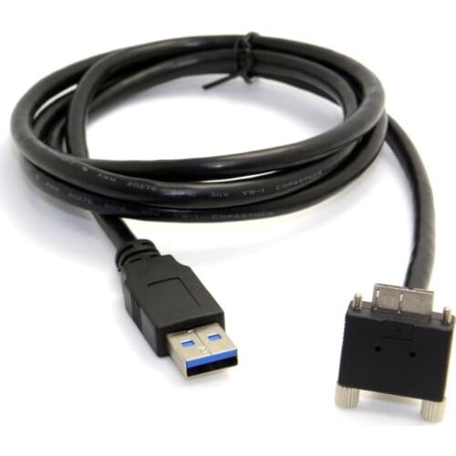 3m 10Ft 90 Degree Up or Down Angled Micro USB3.0 Micro B with Screw Mount to USB3.0 Data Cable for Industrial Camera & hardisk