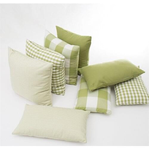 30x50/45x45cm plain color plaid cushion cover grass green checkered pillowcase sofa decrative striped bed lumbar pillow cover