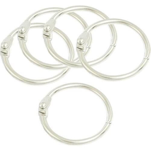 5 pcs silver 30mm Od. Metal Staple Book Binder Loose Leaf Circlip Ring
