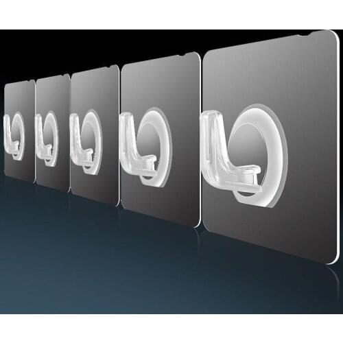 6PCS Traceless Hook Stick Non-punching Strong Adhesive Non-Marking Wall Hook Invisible Hanging Kitchen Toilet Bathroom Door Hook