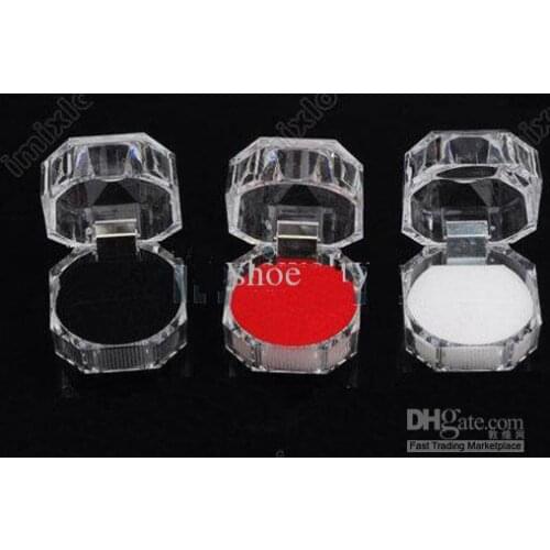 Wholesale - 3colors 50pcs Rings Box Jewelry clear Acrylic cheap Boxes wedding gift box ring stud dust plug box