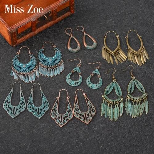 7 Styles Geometric Bronze Earrings Vintage Drop Earrings Women Fringed Earrings BOHO Statement Ear Jewelry Gift for wife girl