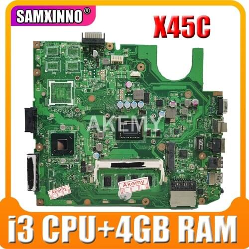 Akemy For ASUS X45C Laotop Mainboard X45C X45VD X45V X45 Motherboard with i3 cpu + 4GB RAM