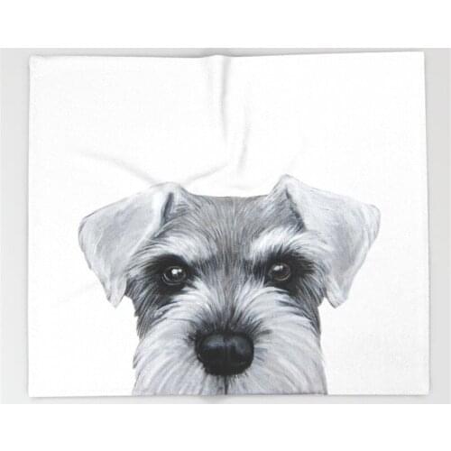 White Dog Painting Print Coral Fleece Fuzzy Blankets on Bed Schnauzer Throws Bedsheet for Kids Girls