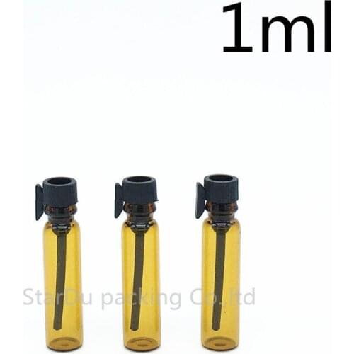 Free Shipping 2000pcs/lot 1ml amber bottles Glass Perfume Bottle, 1CC Mini Tester Glass Perfume Vials