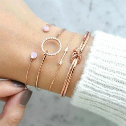 Gold color Women Fashion Punk Bracelet Simple Trendy Arrow Metal Chain Bracelets Bohemian Retro Jewelry Accessories Bangles