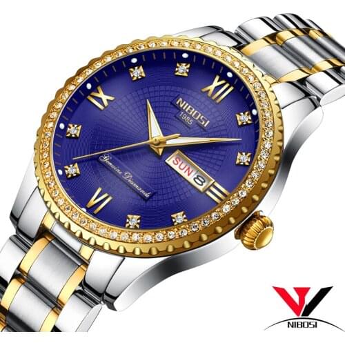 NIBOSI Analog quartz watch men luxury brand waterproof crystal watch dress fashion wrist watch date and day relojes para hombre