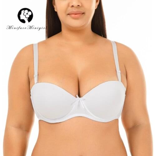 Womens Large Plus Size Everyday Push Up Bras Sexy Brassiere Solid Underwear Big Lingerie BH Underwire Comfort Bralette D Cup