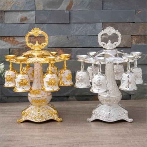 Europe 6cups/set gold/silver metal decorative wiskey cups decoracion licor vodka drink cup for drink whisky JB011