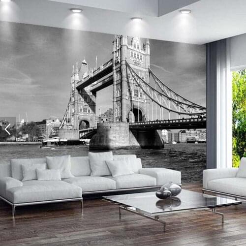 European Vintage London Tower Bridge City Landscape Wallpaper Art for Living Room 3d Photo Murals London Old Architectural