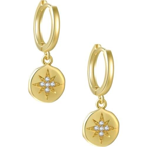2021 INS Classic Zircon Star Earrings 18K Gold Color Zircon Starburst Drop Huggie Earring For Women Girl Trendy Jewelry Gift