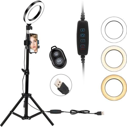 6" Selfie Photo Ringlight Led Selfie Ring Light With Mobile Holder Support Tripod Stand for Makeup Youtube Video