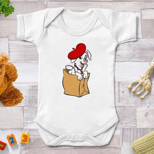 Lovely Dog In The Bag Cute Kawaii Newborn Jumpsuits Harajuku Streetwear Baby Jumpsuits Infant Baby Girl Boy Clothes 0-24M