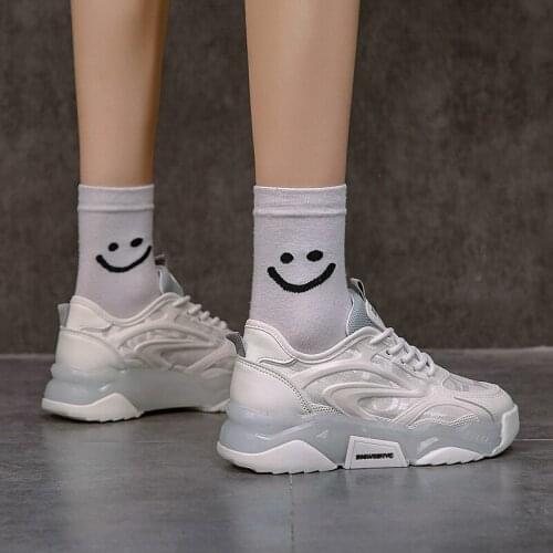 Summer New Women Shoes High Heel Green Breathable Mesh Sneakers Female Trendy Old Dad Chunky Sneakers Walking Footwear Ladies