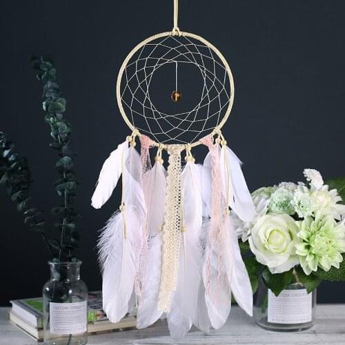 Girl Heart Lace Lace Dreamcatcher Feather Pendant Gift Home Decor Accessories Wall Hanging Wind Bell Nordic Decoration Home new