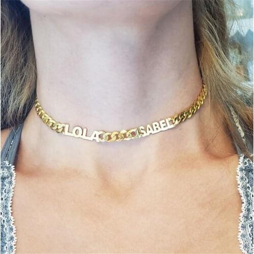 AurolaCo Cuban Chain Necklace Customized Two Name Necklace Cuban Chain Custom Necklaces for Christmas Gift