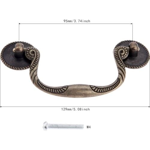 129*55mm Antique Bronze Furniture Handles Closet Cabinet Knobs and Handles Wooden Wine Gift Box Pull Handle for Kitchen