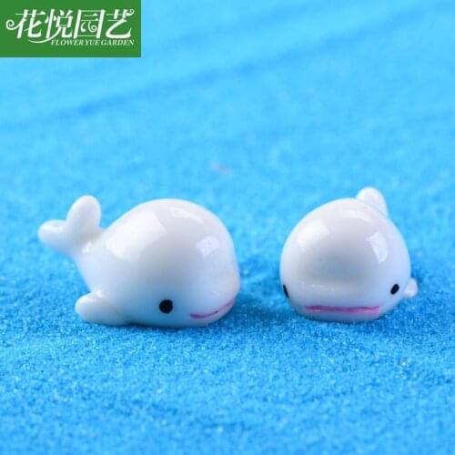 10pcs White dolphin moss micro-landscape miniature figurines cute animal Mini resin handicraft DIY cake accessories Home Decor