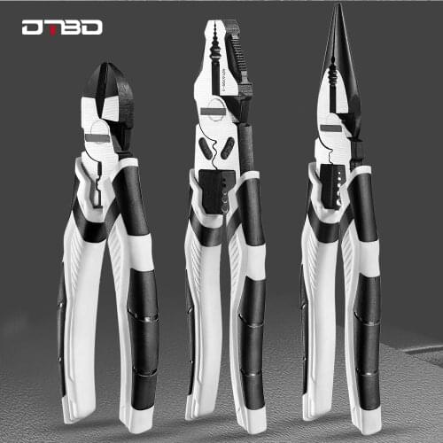 DTBD Multifunction Diagonal Pliers Wire Cutter Needle Nose Pliers Side Cutter Cable Shears Branching Stripping Electrician Tools