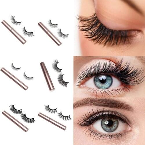 Nature Magnetic Eyelashes 3D Mink False Eyelash Magnetic Eyelashes Magnet Eyeliner Fake Eyelash Tweezer Set Long Lasting Makeup