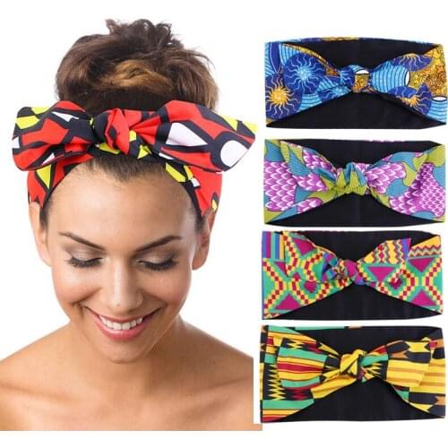 New African Pattern Print Knotted Style Headband For Women Outside Hair Accessories Sport Running Headwear Make Up Headband