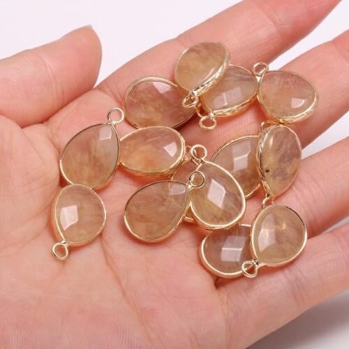 Natural Stone Faceted Watermelon Yellow Pendants Water drop shape Charms for Jewelry Making Diy earring necklace accessories
