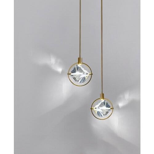 Single small pendant lamps LED luxury crystal gold pendant 1 light mini nordic lamps bedside dining room kitchen hallway bedroom