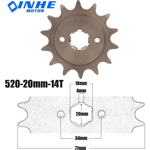 520# Chain 20mm 10T - 23T Front Engine Sprocket For Loncin Zongshen Lifan Shineray 150 200 250cc ATV Quad Dirt Bike Motorcycle