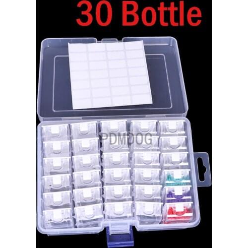 30/75/76 Cells Plastic Storage Box Stickers Funnel Sets for Diamond Painting Embroidery Accessories Tools Container Box Holder